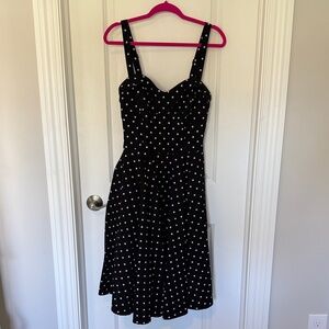 Vixen by Micheline Pitt Black and White Polka Dot Midi Dress